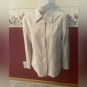 Women's Long-Sleeve Button-Down Shirt in Light Cream